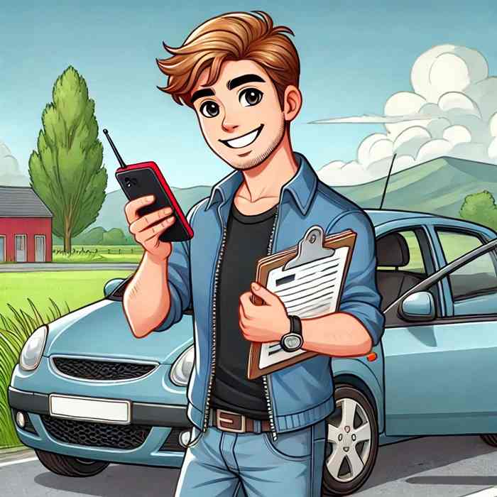 Male motorist next to his parked saloon, evaluating excess-only motor insurance.