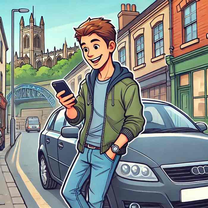 Man beside his luxury car, considering high-value car insurance plans.