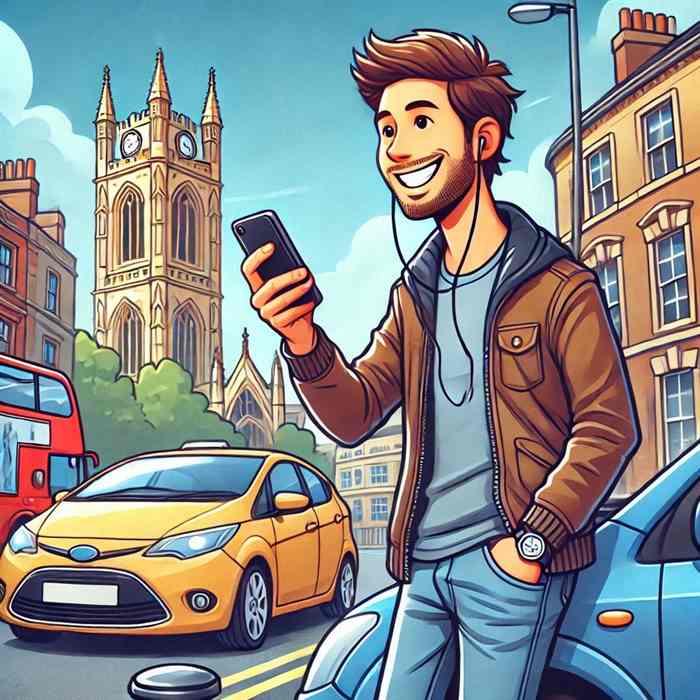 Man beside his saloon, reviewing legal cover included in UK car insurance policies.