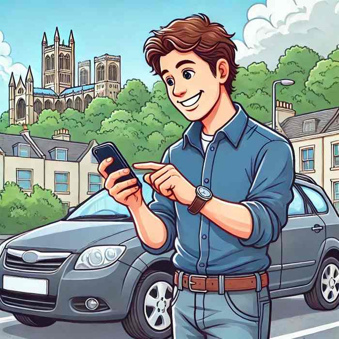 Man near his hybrid, exploring telematics-based car insurance in the UK.