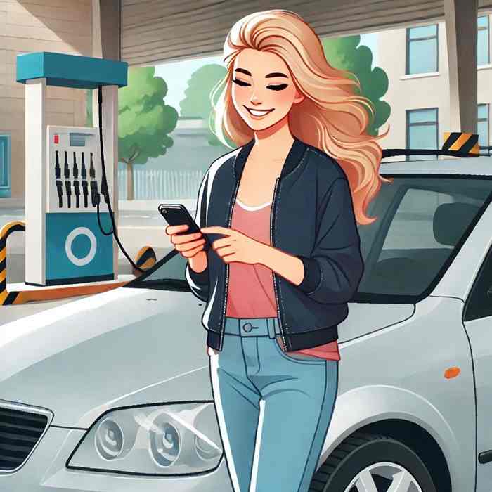 Female driver by a parked saloon, comparing named driver insurance benefits.
