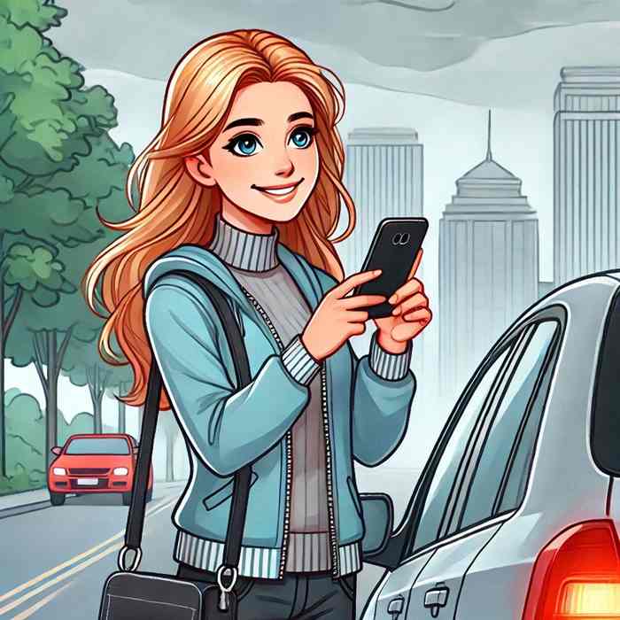 Female driver by her electric SUV, evaluating policies with green energy rebates.
