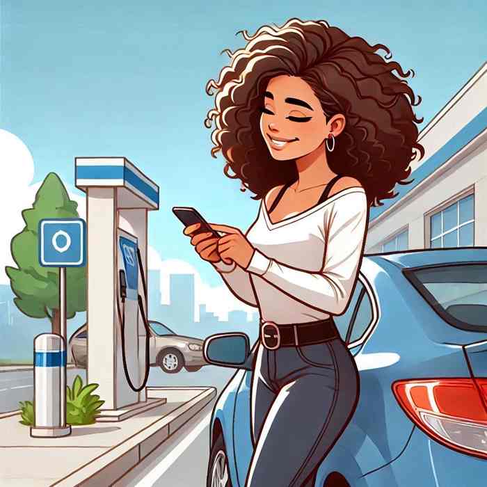 Woman stood by her estate car, evaluating low-mileage insurance discounts.